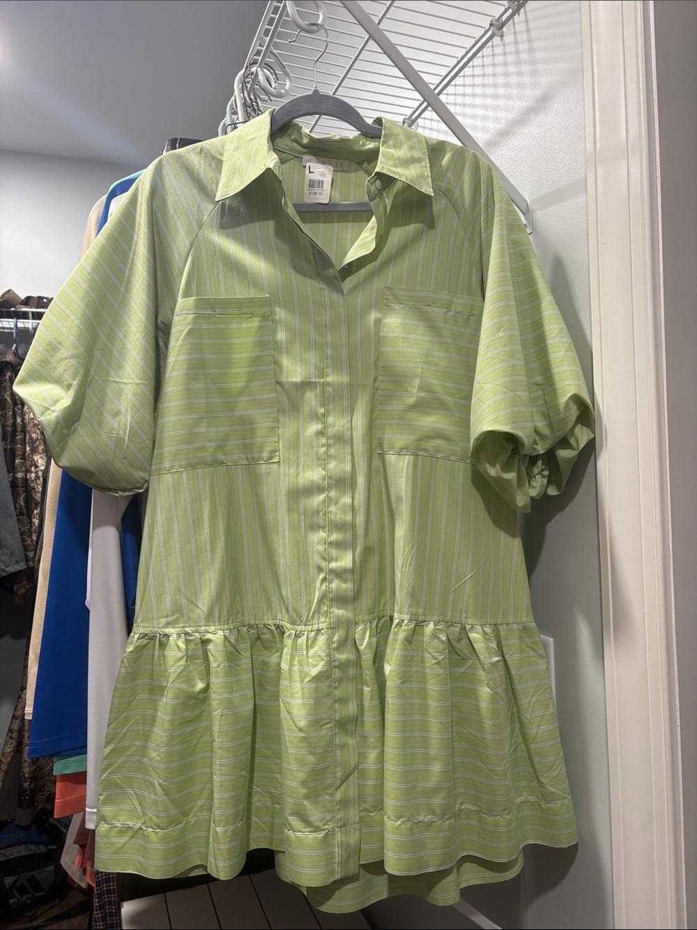 NWT! Karlie Lime Green Striped Pocket Dress
